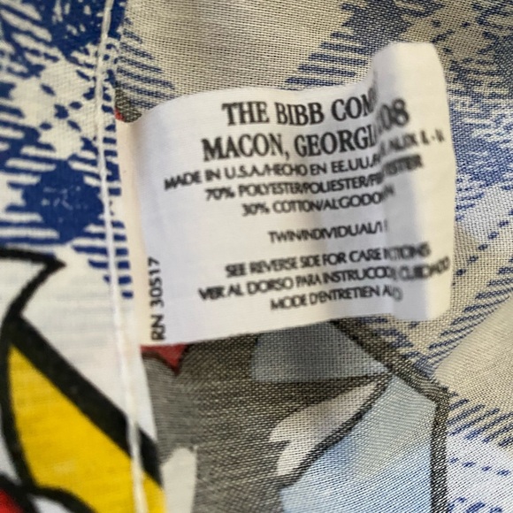 Vintage 1995 Looney Tunes Warner Bros. Character Plaid Blue WhiteTwin Flat Sheet - Picture 4 of 10